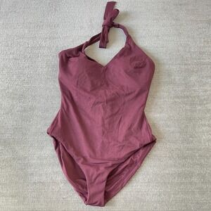 Spanx Swimsuit Women 2X Pique Shaping Halter One Piece Beach Vacation Pool Red